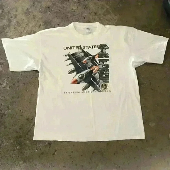 VTG United States Airforce Defending Americas Freedom white T-shirt size XXL - Picture 5 of 7
